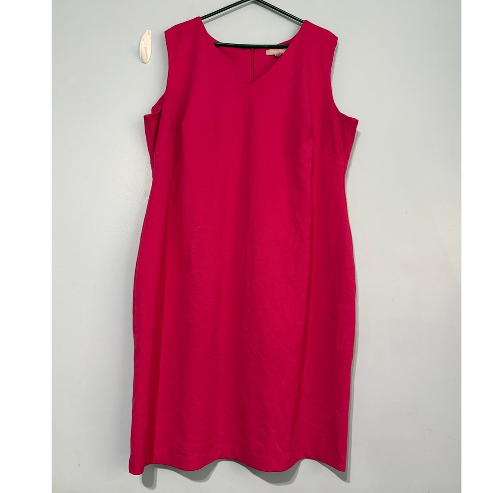 Anthology Women's 18 Magenta Pink Sleeveless V-Neck Shift Dress 1698